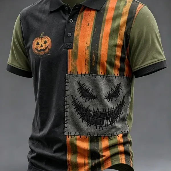 Spooky Halloween Jack O Lantern Art Polo Shirt Halloween Apparel Holiday Gift Ideas