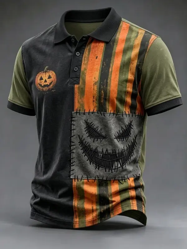 Spooky Halloween Jack O Lantern Art Polo Shirt Halloween Apparel Holiday Gift Ideas