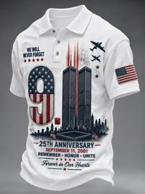 9 11 25th Anniversary Never Forget Commemorative Polo Shirt 9 11 Clothes Patriotic Gifts
