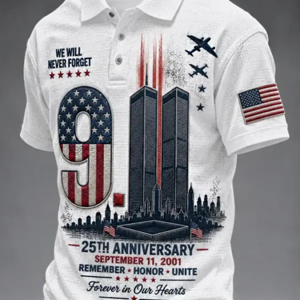 9 11 25th Anniversary Never Forget Commemorative Polo Shirt 9 11 Clothes Patriotic Gifts