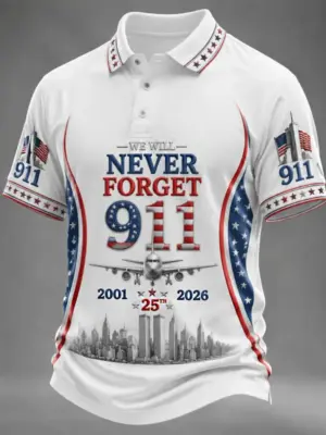 9 11 25th Anniversary Never Forget Polo Shirt 9 11 Patriotic Apparel Best Fans Gears