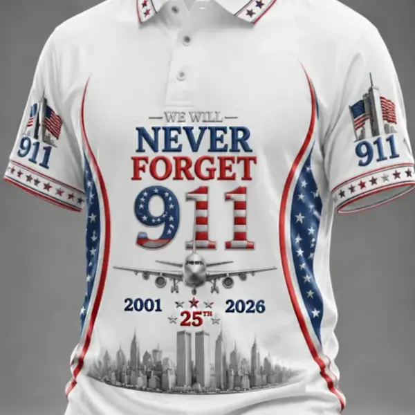 9 11 25th Anniversary Never Forget Polo Shirt 9 11 Patriotic Apparel Best Fans Gears