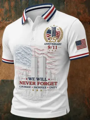 9 11 25th Anniversary Never Forget Polo Shirt Patriot Day Clothing Patriotic Gift For Him
