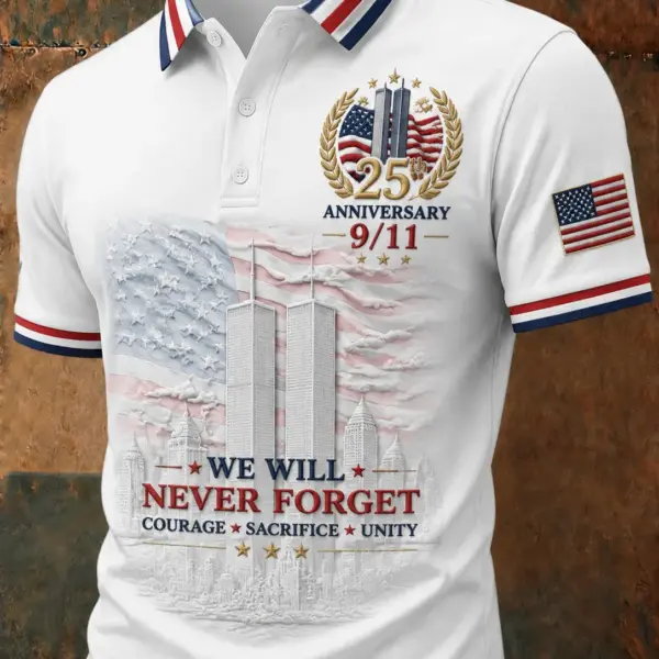 9 11 25th Anniversary Never Forget Polo Shirt Patriot Day Clothing Patriotic Gift For Him