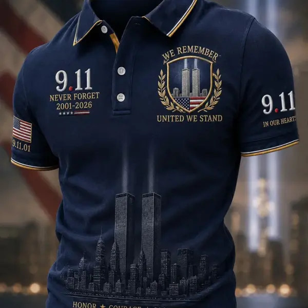 9 11 25th Anniversary Never Forget Polo Shirt 9 11 Clothes Patriotic Gift For Husband