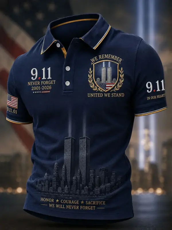 9 11 25th Anniversary Never Forget Polo Shirt 9 11 Clothes Patriotic Gift For Husband
