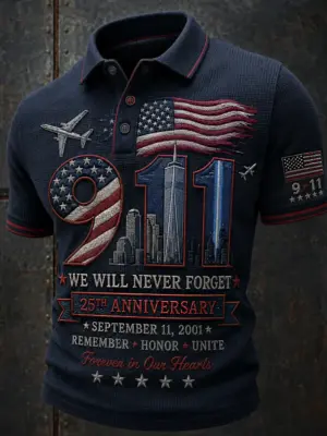 9 11 25th Anniversary Never Forget Vintage Polo Shirt 9 11 Clothes Patriotic Gifts For Father