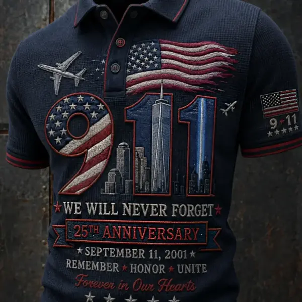 9 11 25th Anniversary Never Forget Vintage Polo Shirt 9 11 Clothes Patriotic Gifts For Father