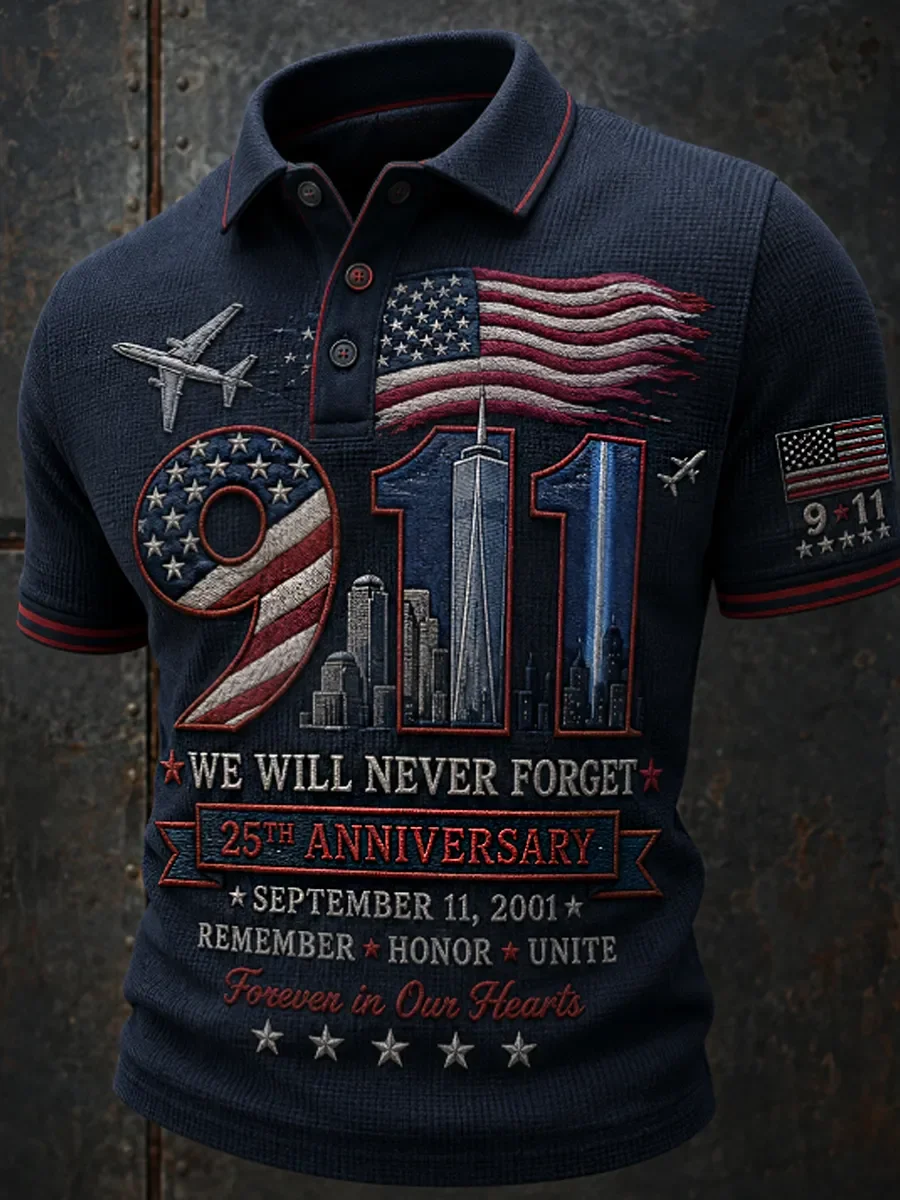 9 11 25th Anniversary Never Forget Vintage Polo Shirt 9 11 Clothes Patriotic Gifts For Father