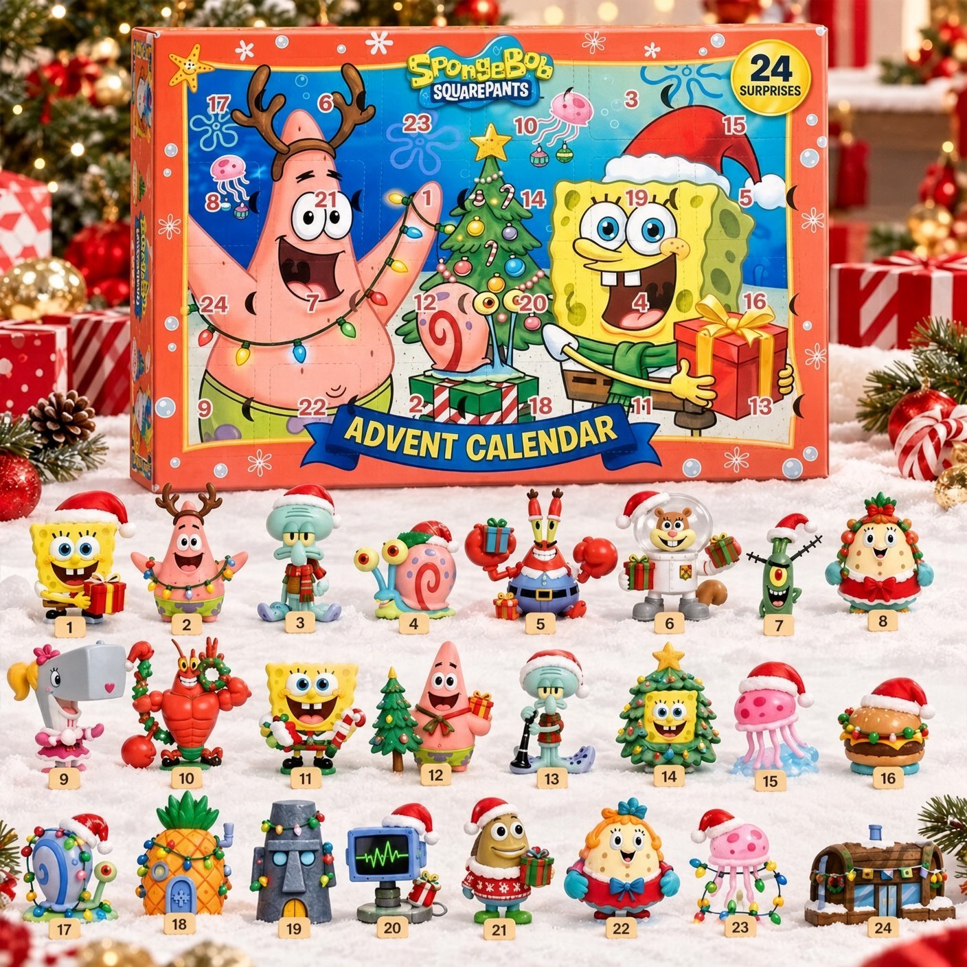 SpongeBob SquarePants 24 Surprises Christmas Advent Calendar 2026 Holiday Gift Box - Trendyhomewear