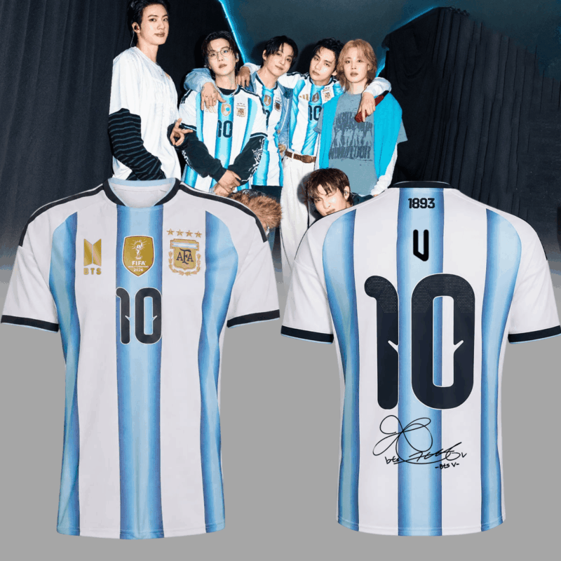 V BTS Merch x Argentina Arirang World Tour 2026 Jersey Army Best Gifts