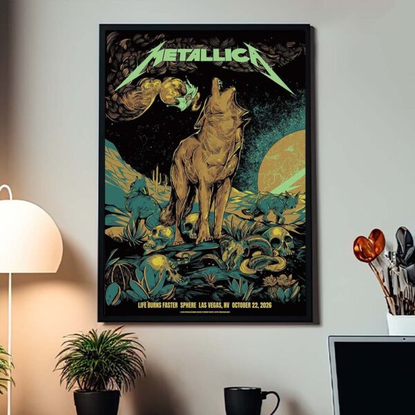 Metallica Life Burns Faster Tour Las Vegas NV 2026 Event Poster Best Metallica Concert Poster Gifts For Fans