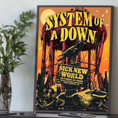 System Of A Down Merch Sick New World Texas 2026 Event Poster System Of A Down Concert Poster