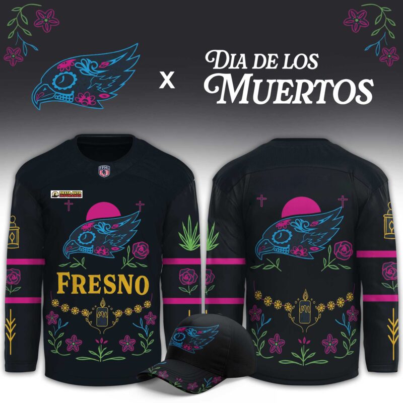Fresno Falcons 2026 Dia De Los Muertos Jersey Fresno Falcons Merch Hockey Lovers Gifts