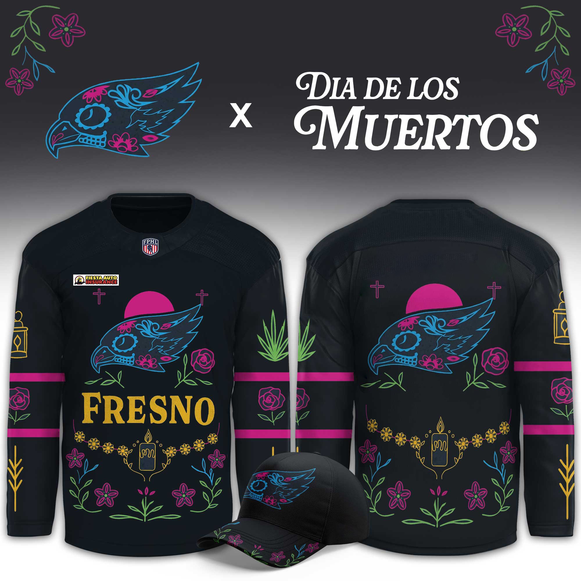Fresno Falcons 2026 Dia De Los Muertos Jersey Fresno Falcons Merch Hockey Lovers Gifts