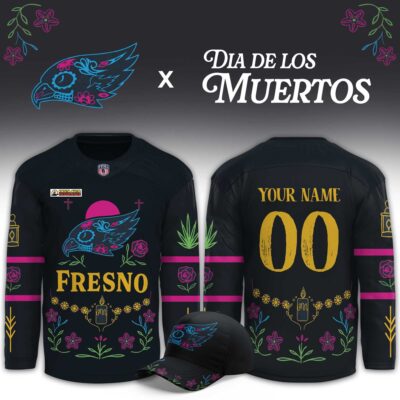Custom Fresno Falcons 2026 Dia De Los Muertos Jersey Fresno Falcons Clothing Hockey Lover Gifts