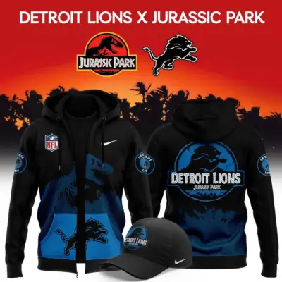Detroit Lions Jurassic Park Zip Hoodie Detroit Lions Apparel Presents For One Pride