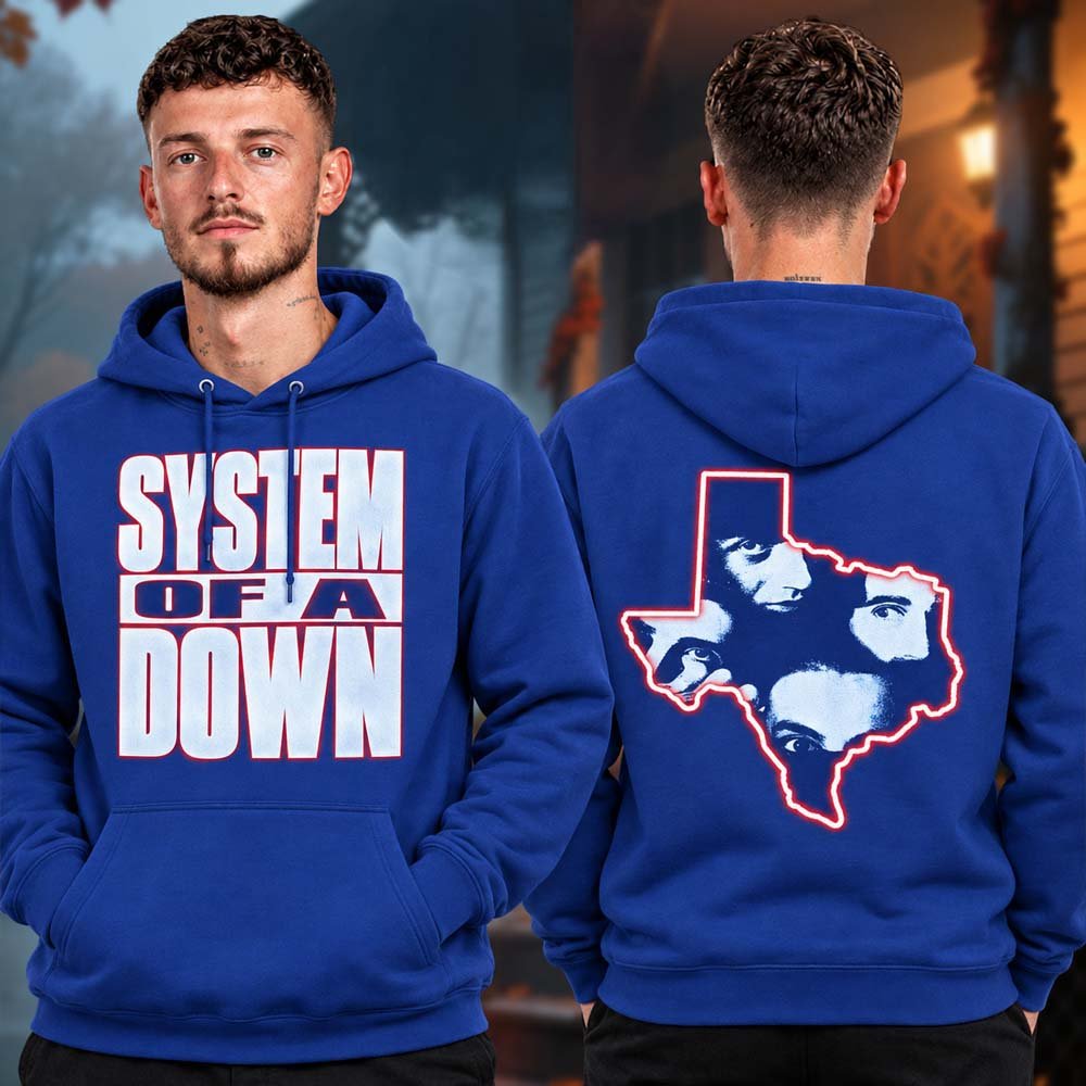 System Of A Down Merch Sick New World Texas 2026 Texas Map Hoodie System Of A Down Clothing
