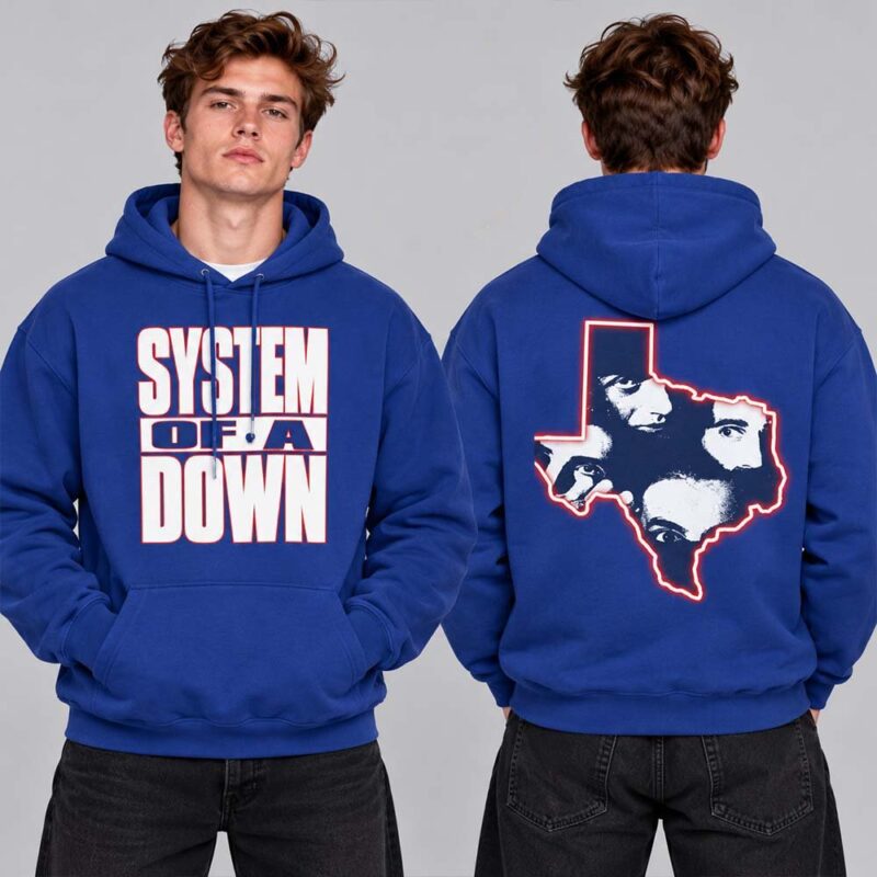 System Of A Down Sick New World Texas 2026 Merch Toxicity Texas Map Hoodie System Of A Down Apparel