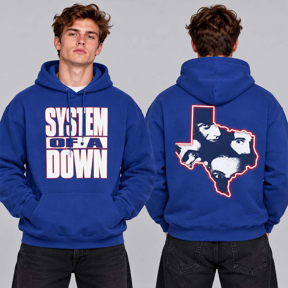 System Of A Down Sick New World Texas 2026 Merch Toxicity Texas Map Hoodie System Of A Down Apparel
