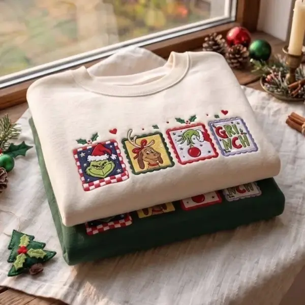 Grinch Character Panel Christmas Sweatshirt Xmas Party Apparel Best Gift Ideas