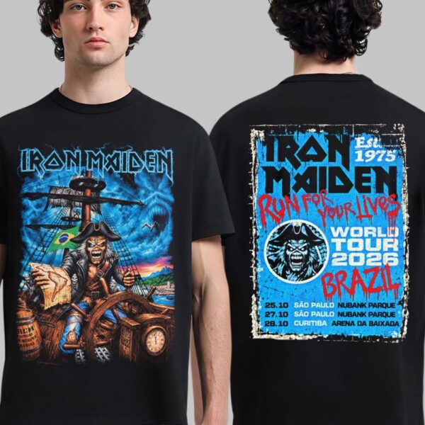 Iron Maiden Merch Brazil Tour 2026 Event Pirate Eddie T-Shirt Iron Maiden Concert Outfits