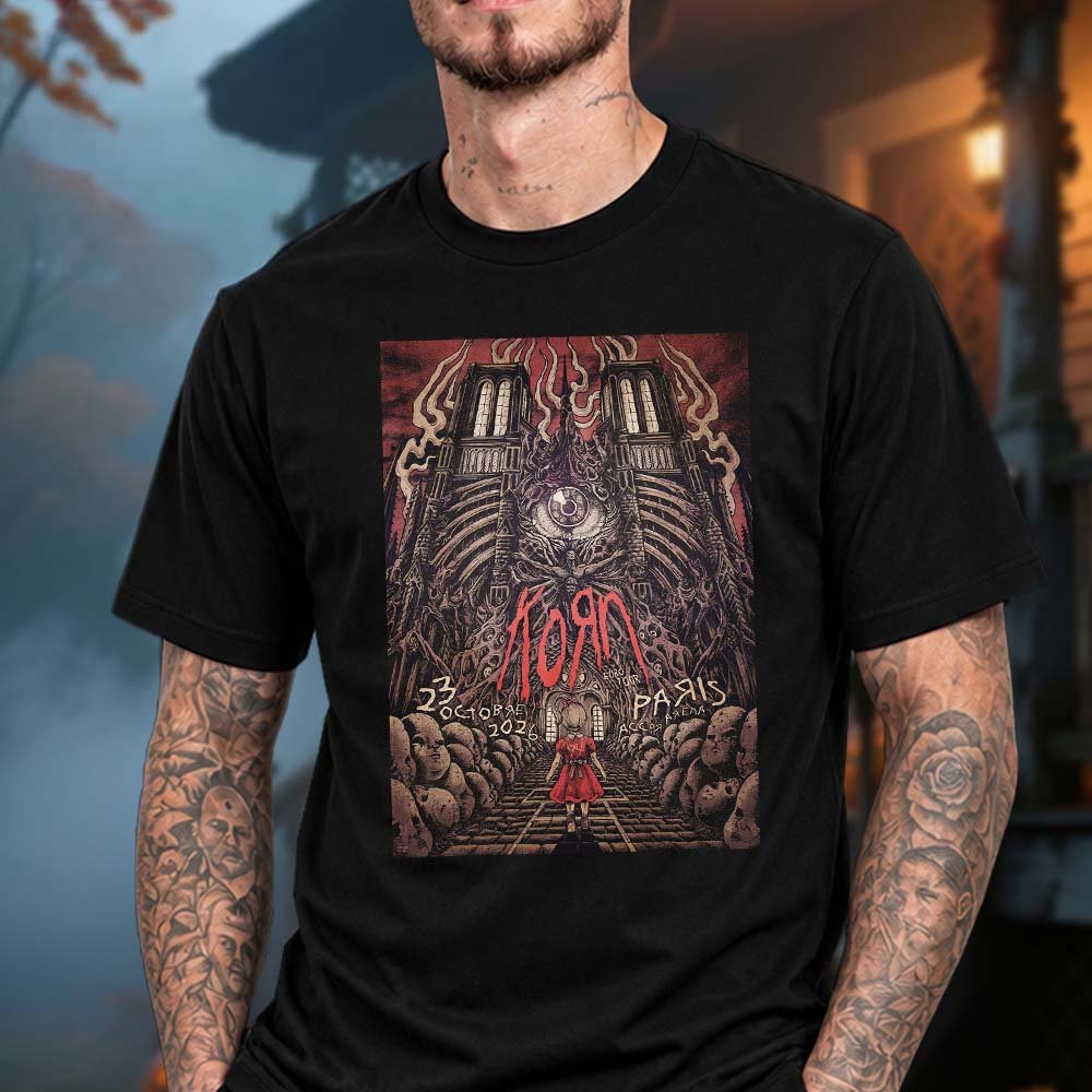 Korn Merch Paris FR Event Poster T-Shirt Korn Clothing Presents For Metalheads Fans