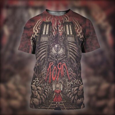 Korn Merch Paris FR Event Poster T-Shirt Korn Clothing Presents For Metalheads