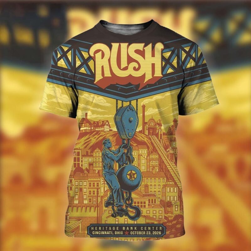 Rush Merch Cincinnati OH Event Poster Graphic T-Shirt Rush Clothing Rock Lover Presents