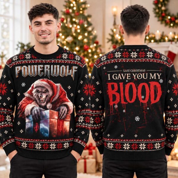 Powerwolf Last Christmas I Gave You My Blood Ugly Christmas Sweater Powerwolf Apparel Xmas Gift For Fan