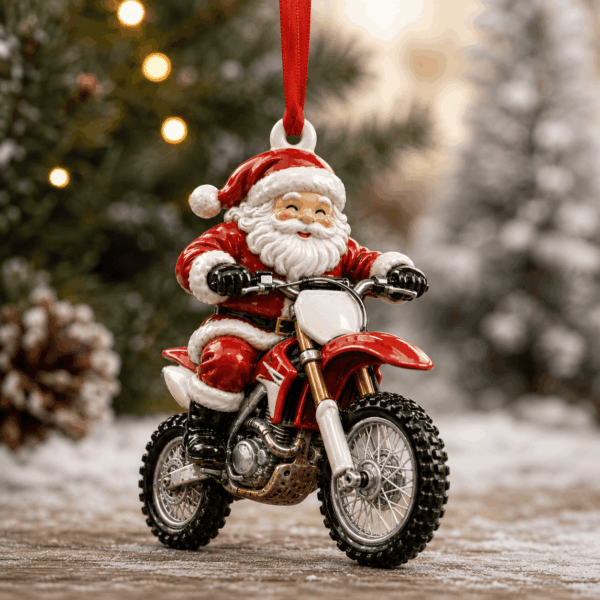 Santa Rides Motorbike Acrylic Ornament Christmas Tree Decoration Xmas Gift
