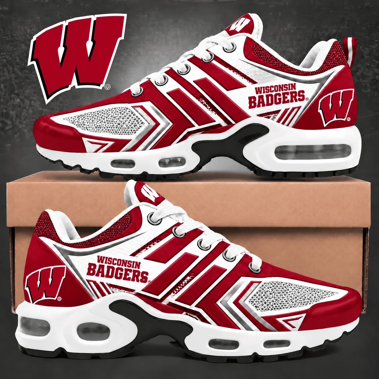 Wisconsin Badgers Merch Velocity Max Sneakers Perfect Badgers Lover Gift