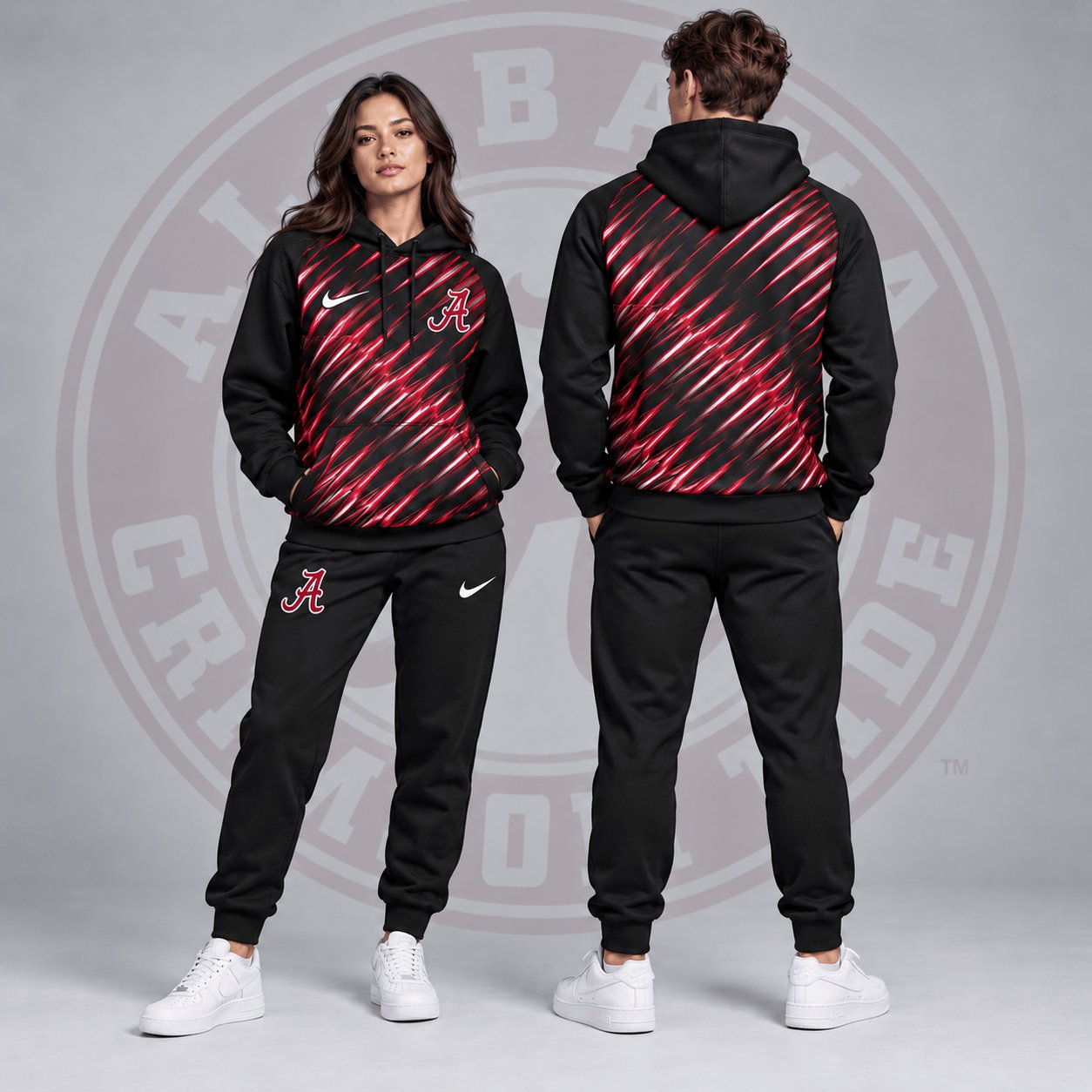 Alabama Crimson Tide Merch Velocity Streak Hoodie And Sweatpants Sets Gift For Crimson Tide Football Fans