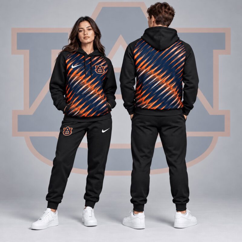 Auburn Tigers Merch Velocity Streak Hoodie And Sweatpants Sets Gift For Tigers Football Fans