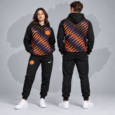 Clemson Tigers Merch Velocity Streak Hoodie And Sweatpants Sets Gift For Tigers Football Lover