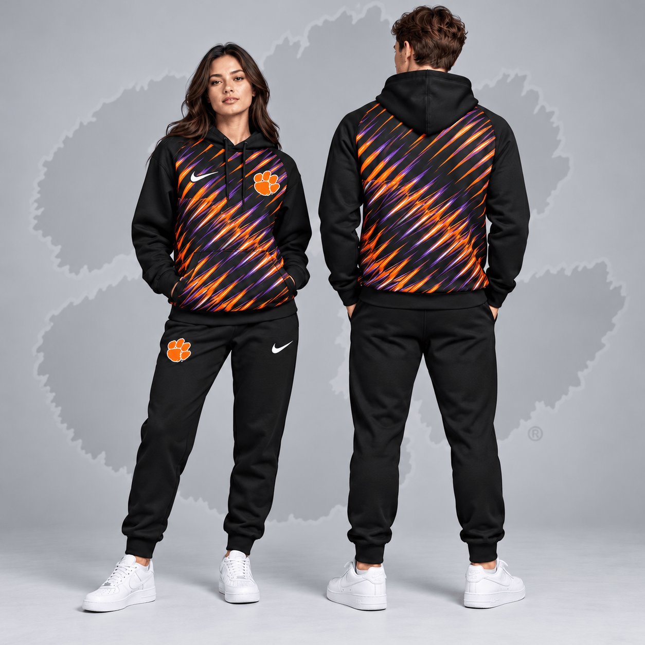 Clemson Tigers Merch Velocity Streak Hoodie And Sweatpants Sets Gift For Tigers Football Lover