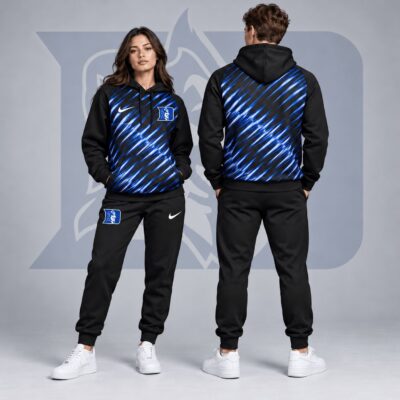 Duke Blue Devils Merch Velocity Streak Hoodie And Sweatpants Sets Gift For Football Fans